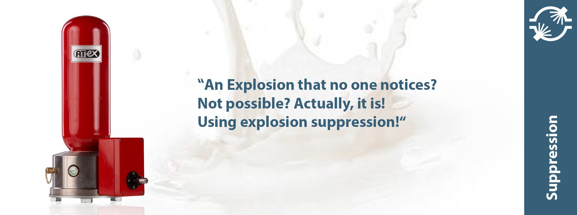 Explosion suppression nozzles on process vessel